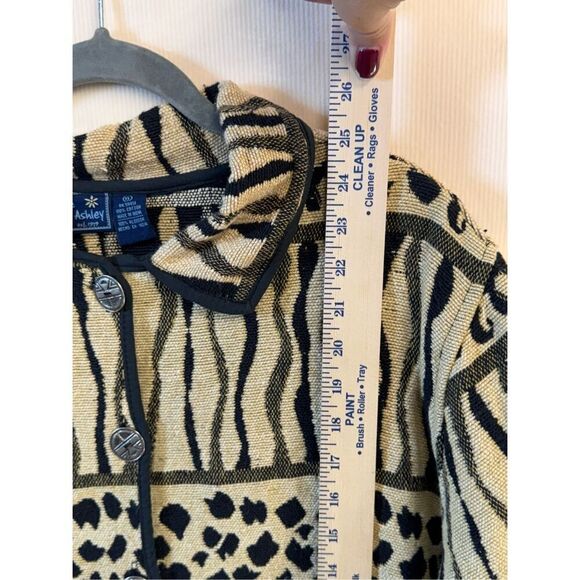 Jane Ashley Tapestry jacket animal print safari wearable art women’s sz XL - Picture 7 of 7